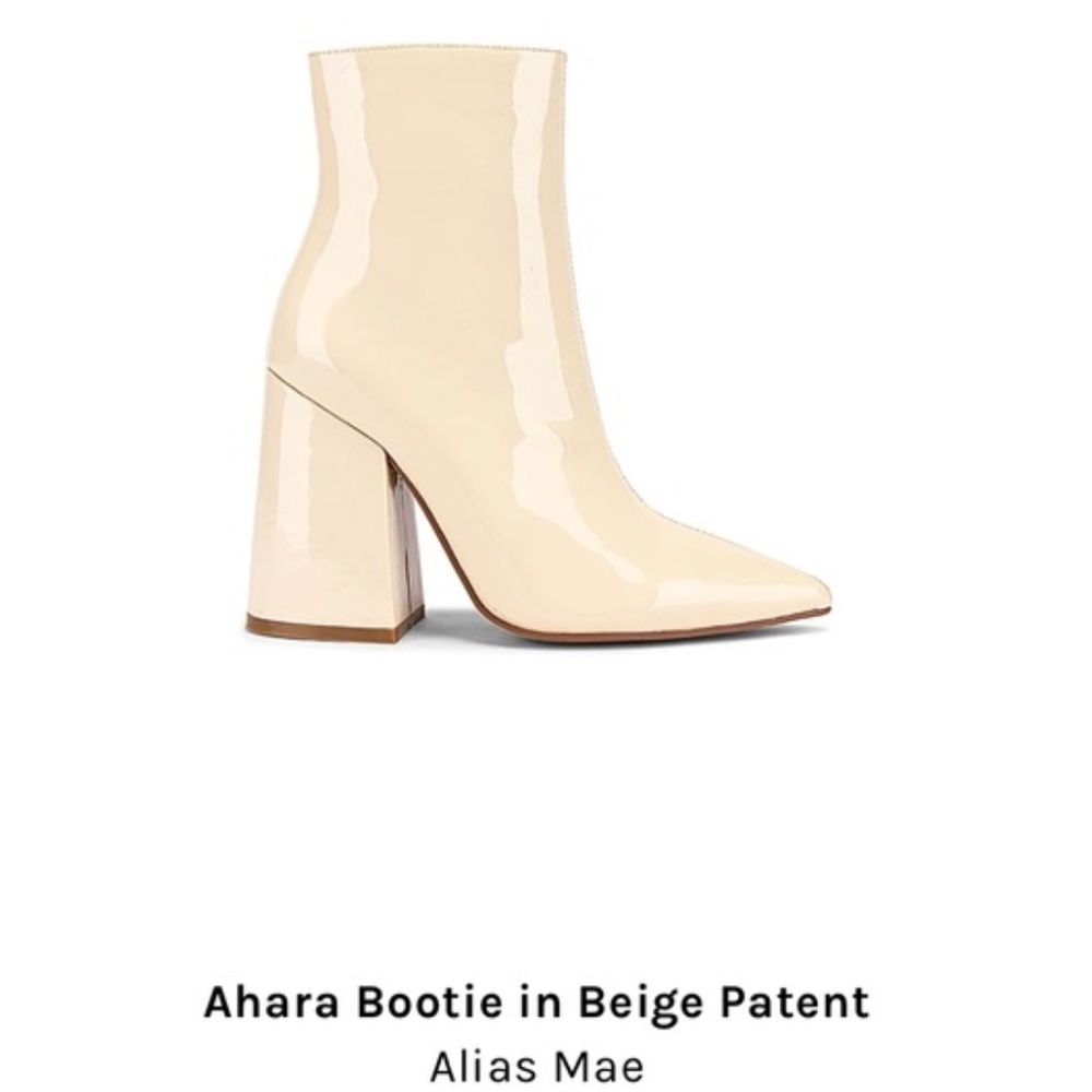 Alias Mae Ahara Patent Leather Bootie in Beige Patent 39 EU / 8 US